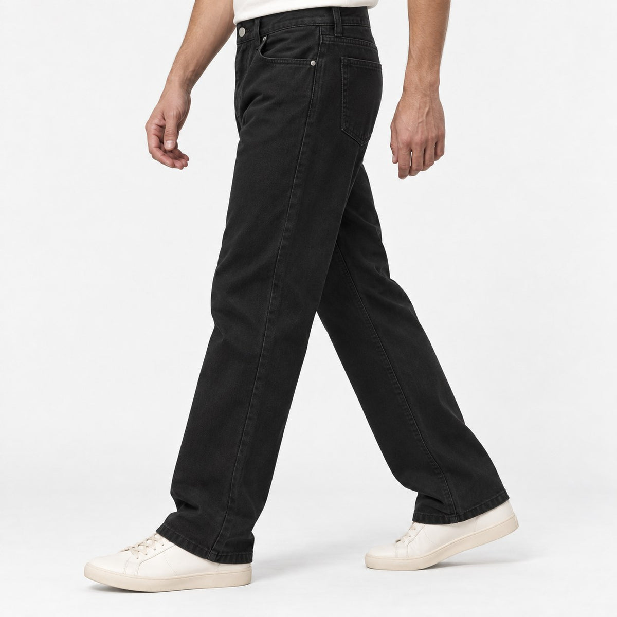 Washed cotton twill five pocket trousers