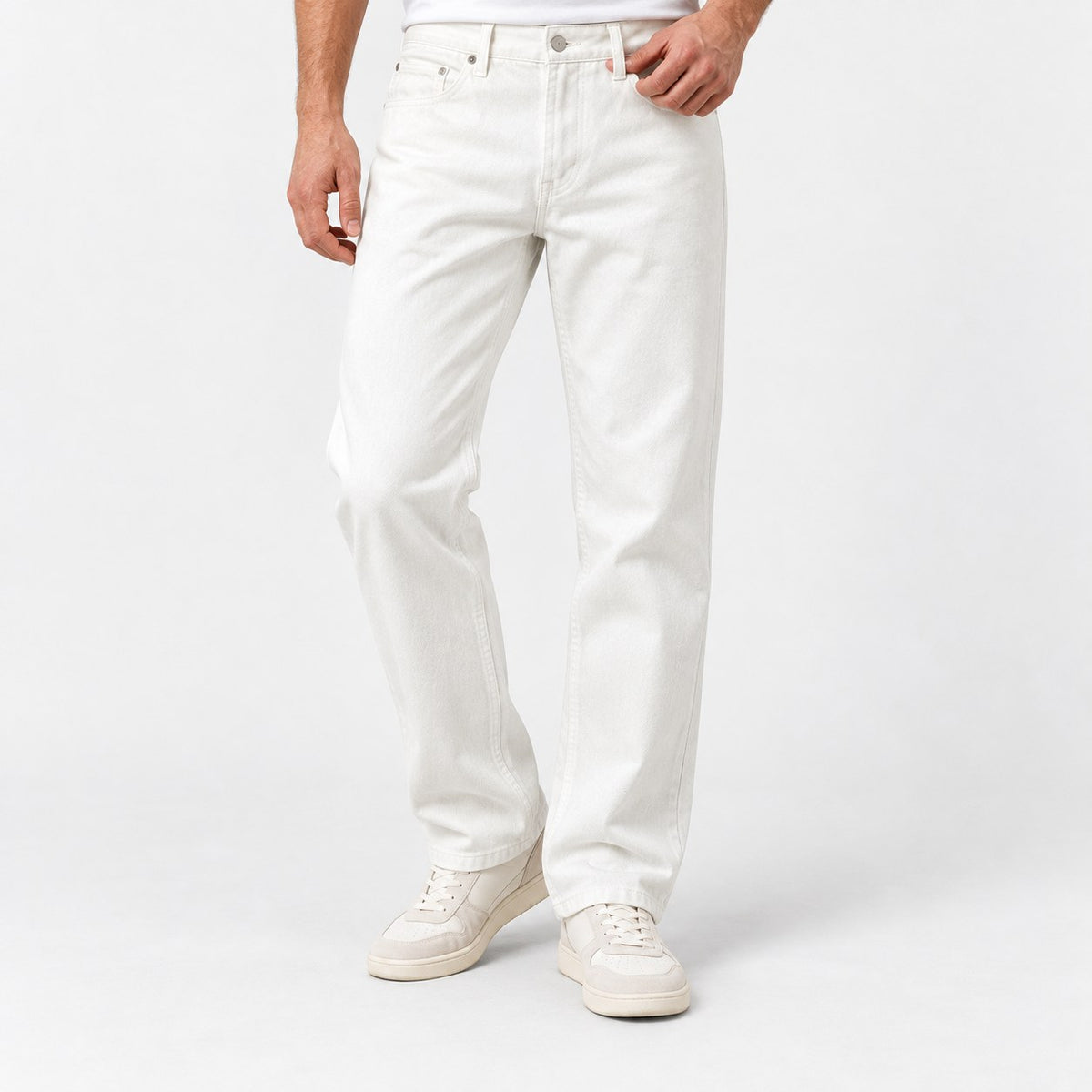 Washed cotton twill five pocket trousers