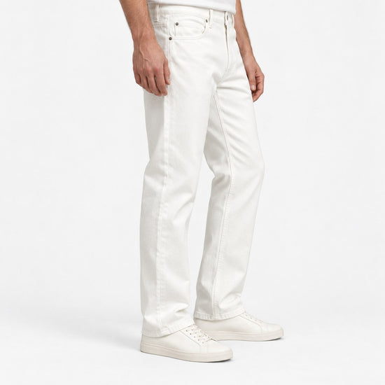 Washed cotton twill five pocket trousers