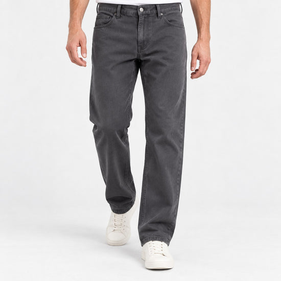 Washed cotton twill five pocket trousers