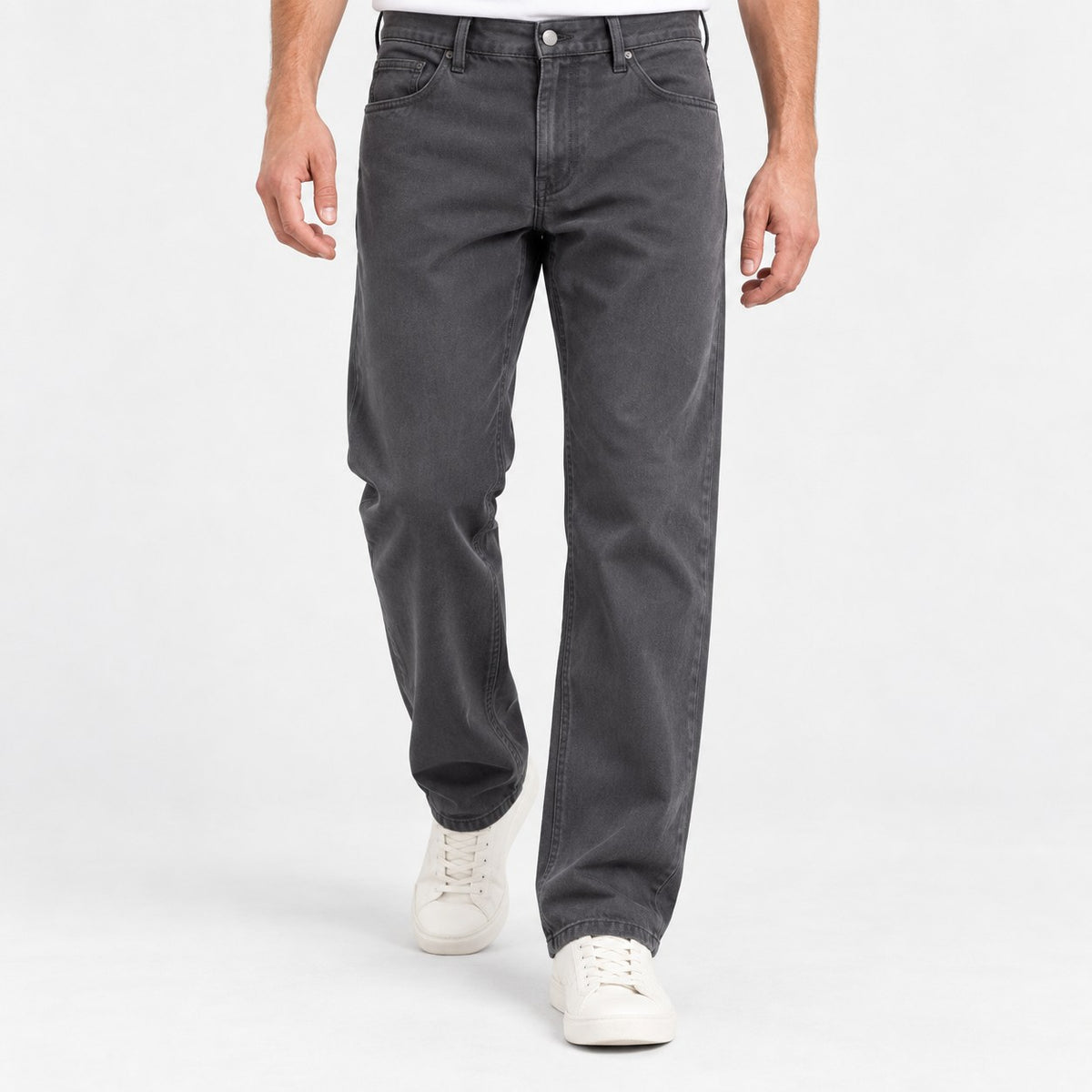 Washed cotton twill five pocket trousers