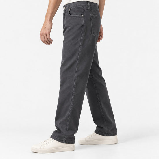 Washed cotton twill five pocket trousers