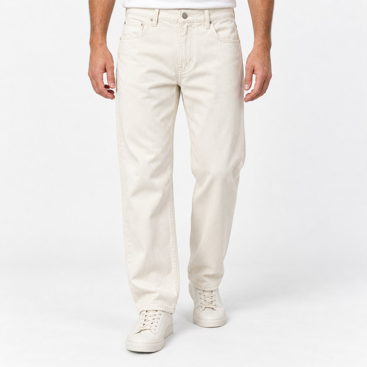 Washed cotton twill five pocket trousers