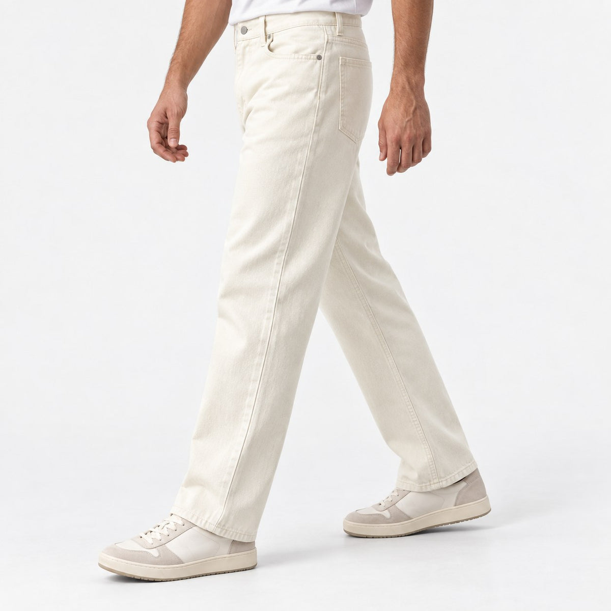 Washed cotton twill five pocket trousers