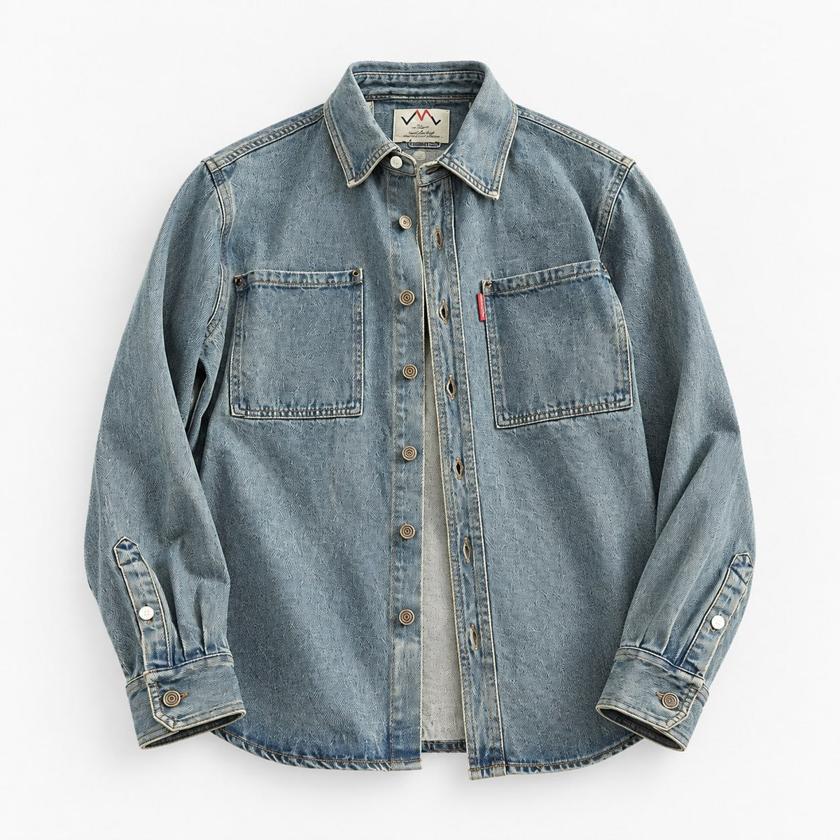 Washed denim twin pocket shirt