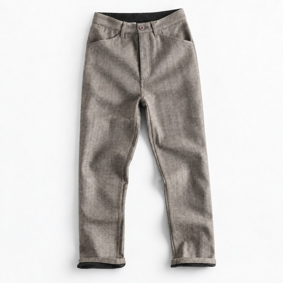Wool blend straight trousers with a button fly