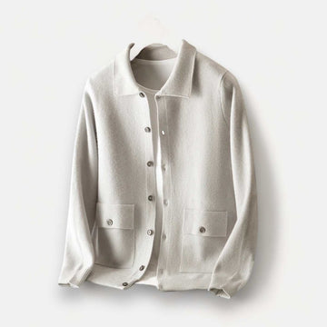 Wool polo collar cardigan