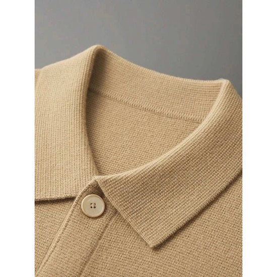 Wool polo collar cardigan