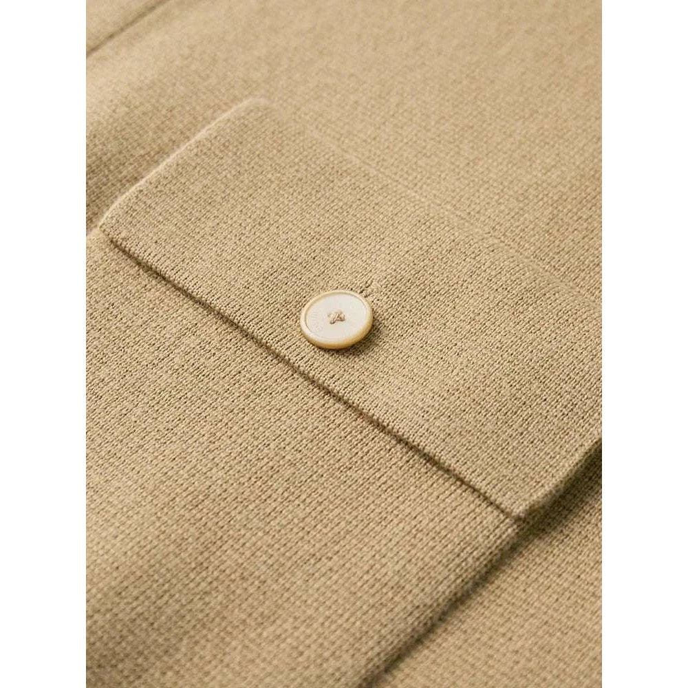 Wool polo collar cardigan