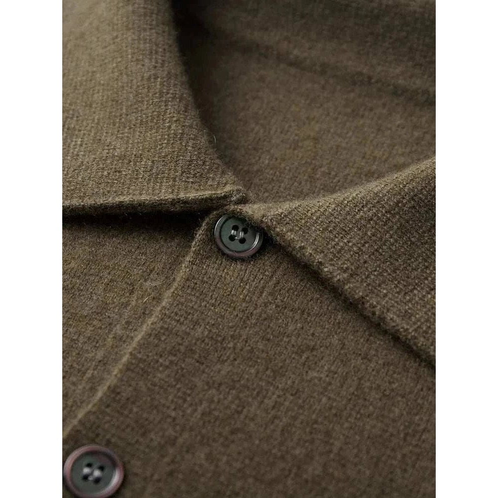 Wool polo collar cardigan