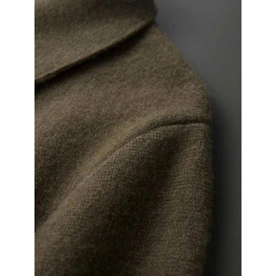 Wool polo collar cardigan