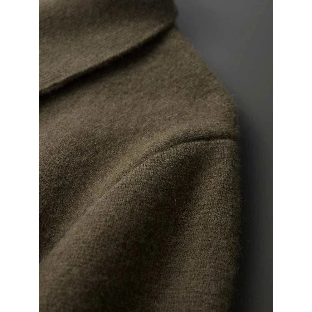Wool polo collar cardigan