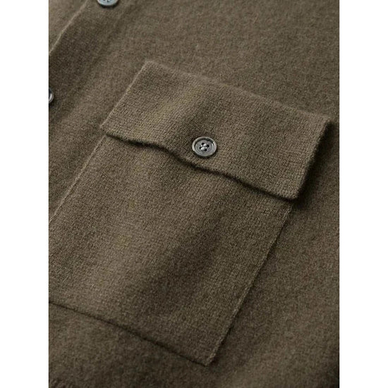 Wool polo collar cardigan
