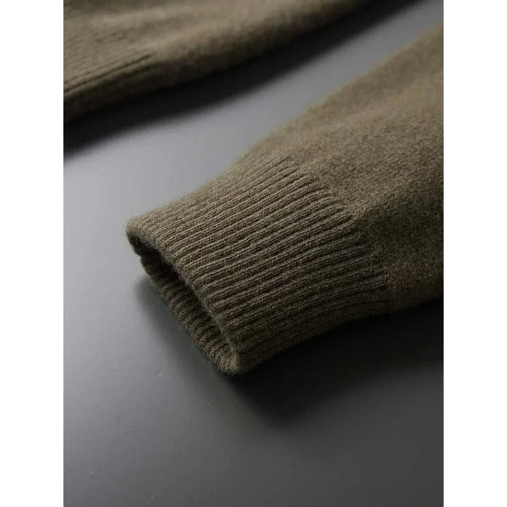Wool polo collar cardigan