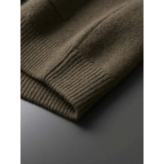 Wool polo collar cardigan