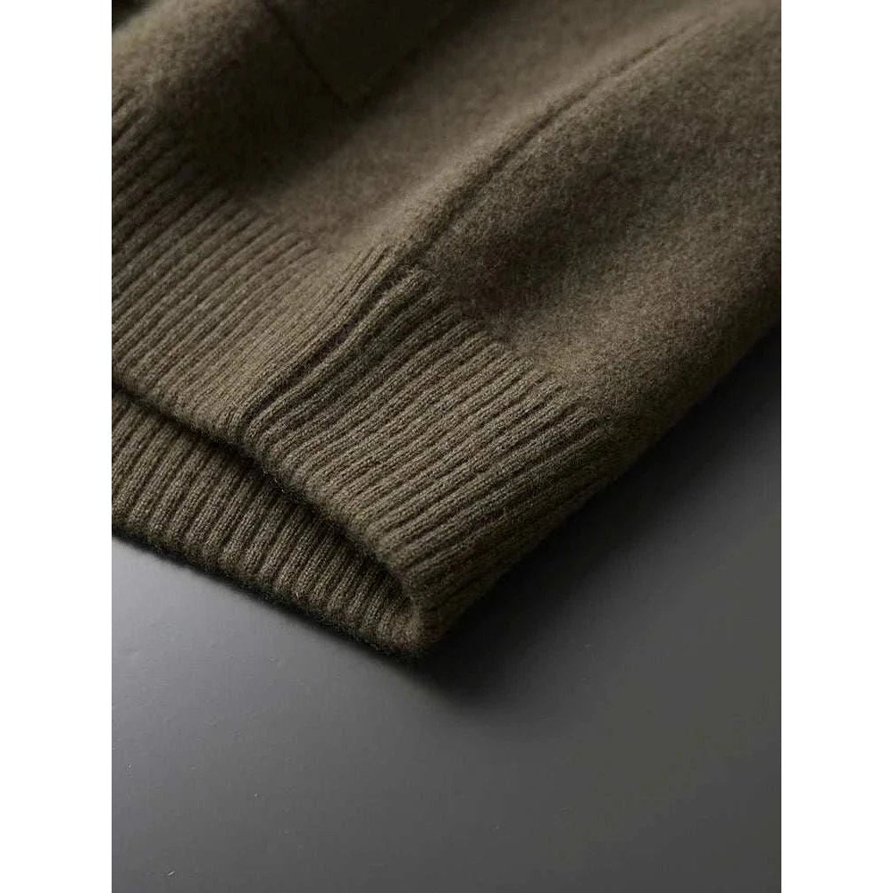 Wool polo collar cardigan