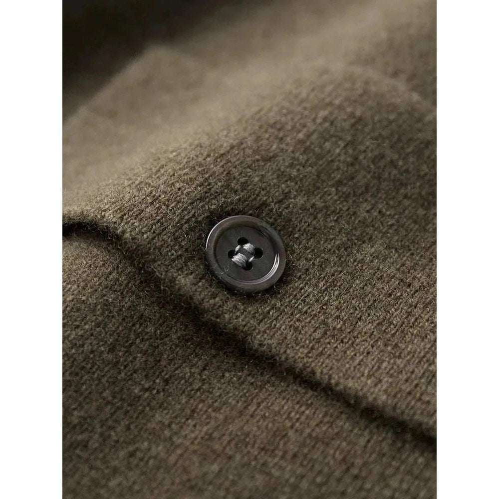 Wool polo collar cardigan