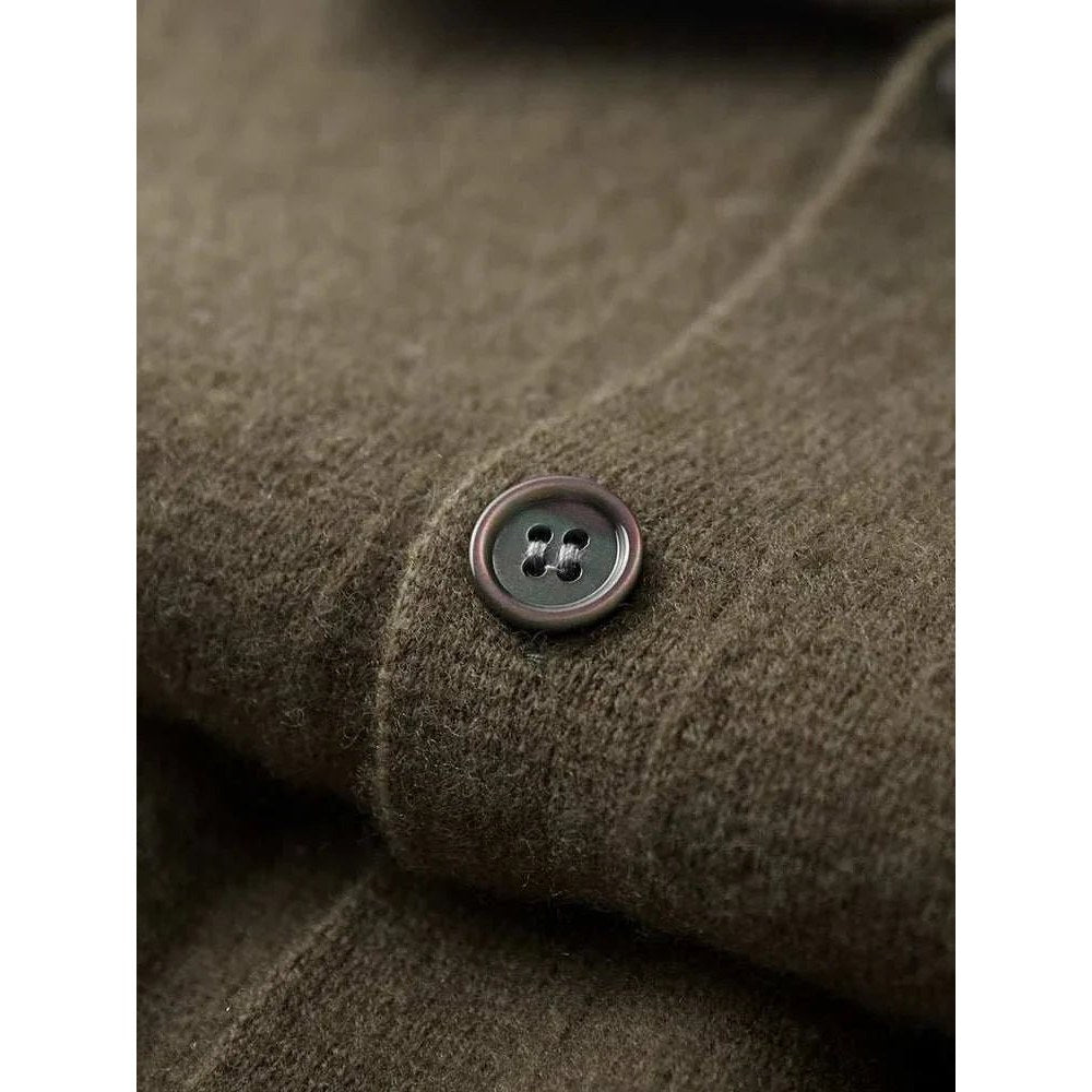 Wool polo collar cardigan