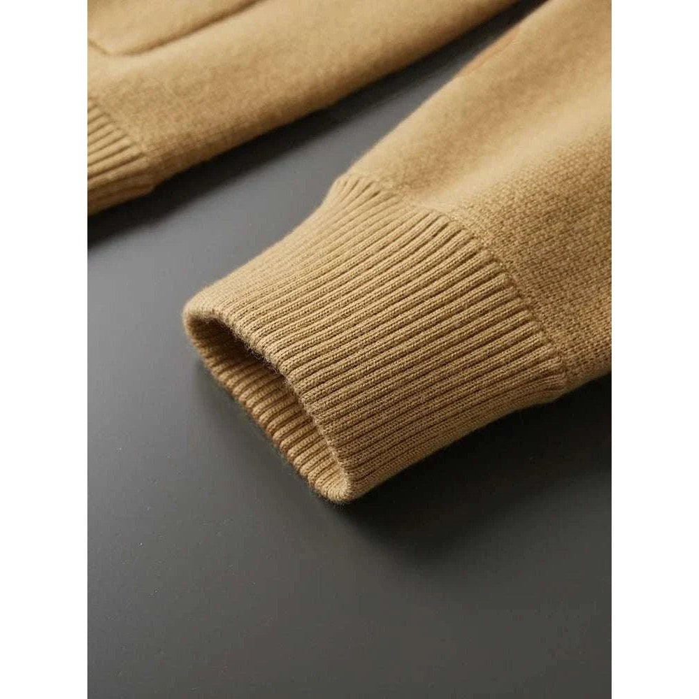 Wool polo collar cardigan